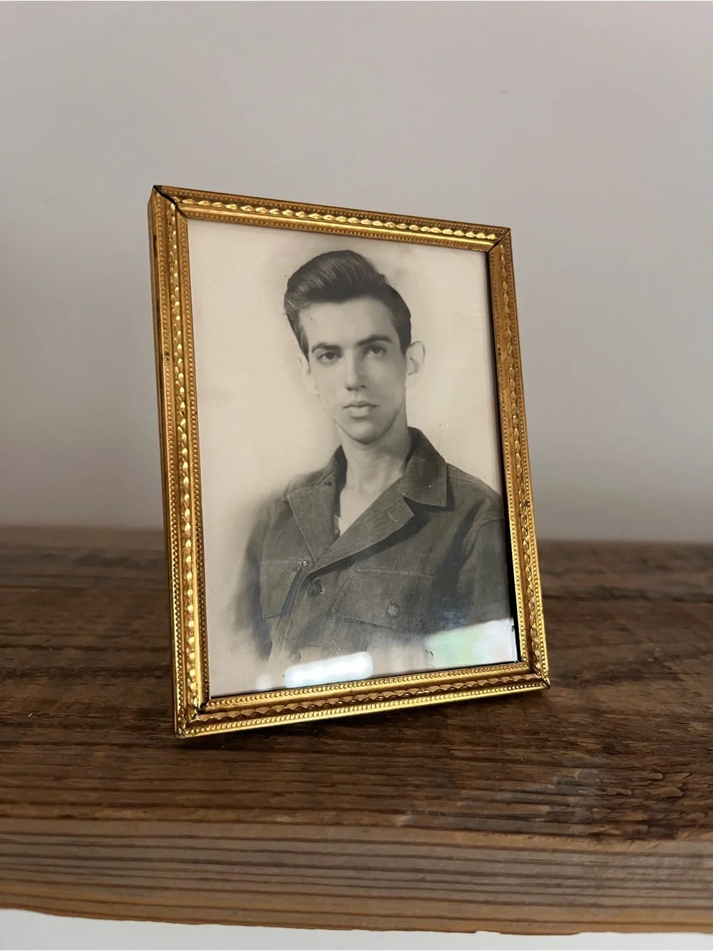Vintage Brass Picture Frame with original portrait
